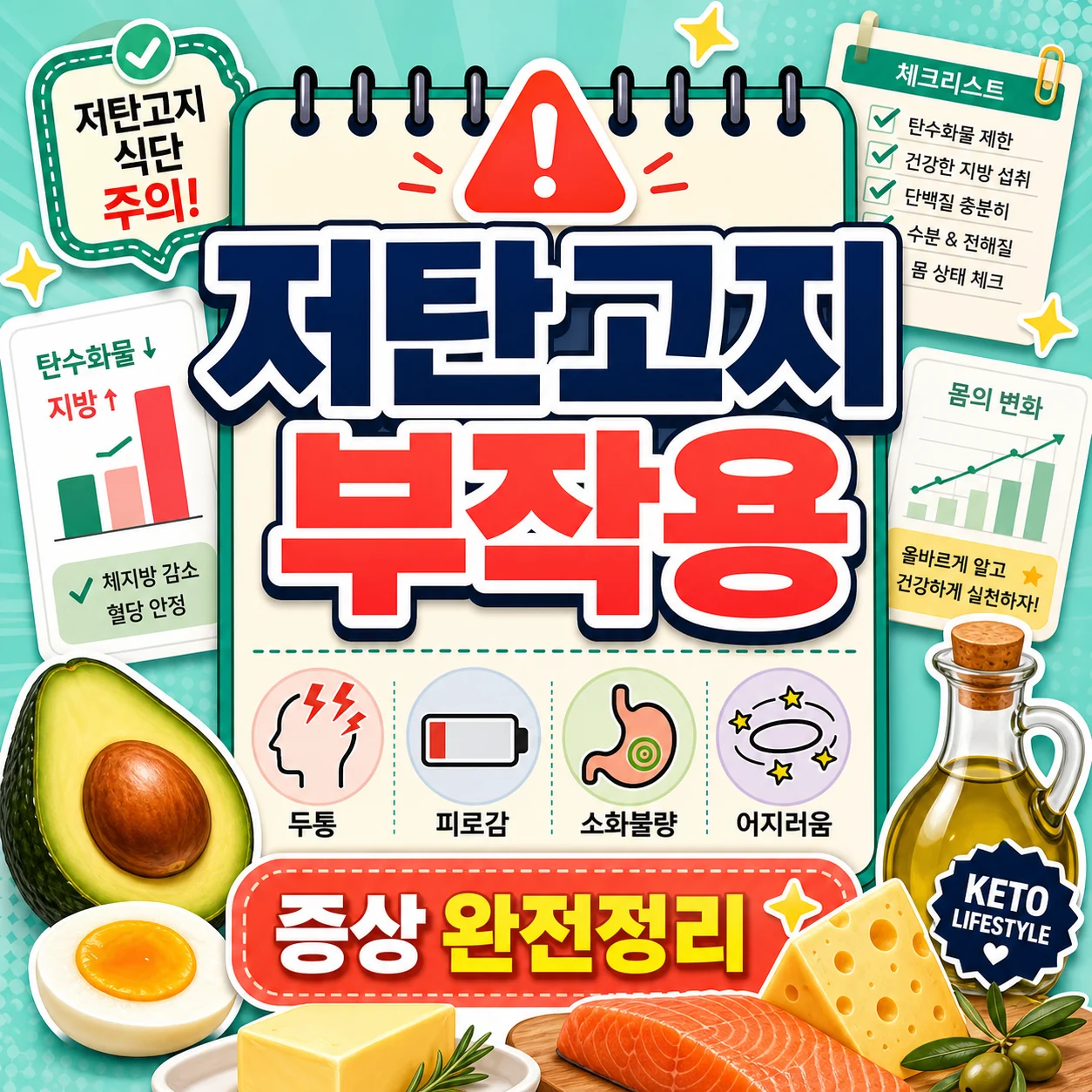 저탄고지 식단 부작용 증상 총정리 썸네일