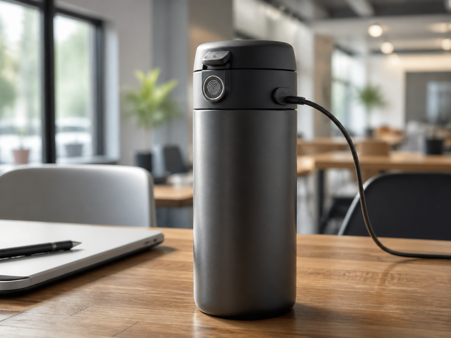 Battery feature guide for the Smart Lock Tumbler, allowing fingerprint authentication locks up to 1,000 times after a full charge