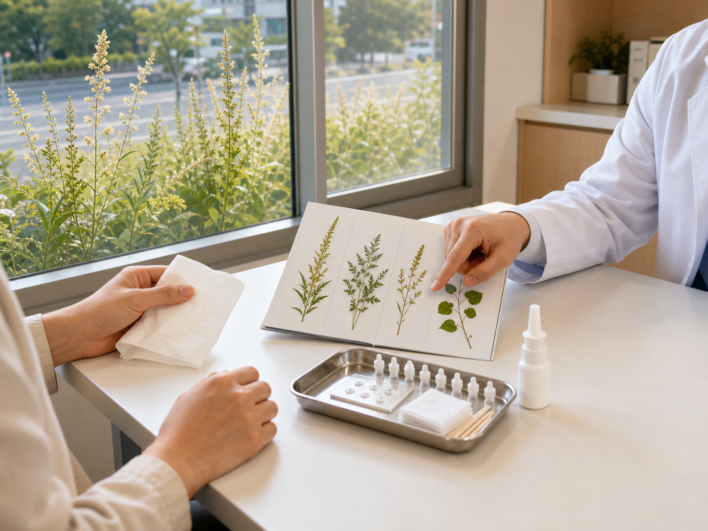 Pollen dispersal begins for autumn weeds such as mugwort, ragweed, and Japanese knotweed, which reach their peak in [Month].