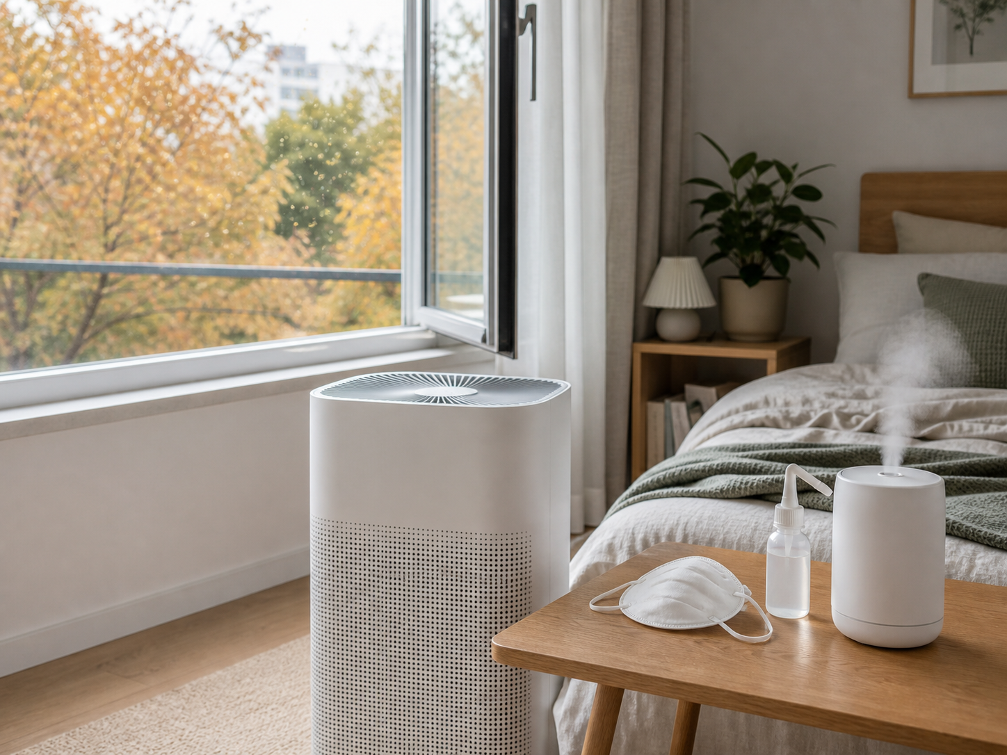 Rhinitis management methods such as controlling indoor humidity and temperature, nasal irrigation, wearing KF80 masks, and using HEPA air purifiers