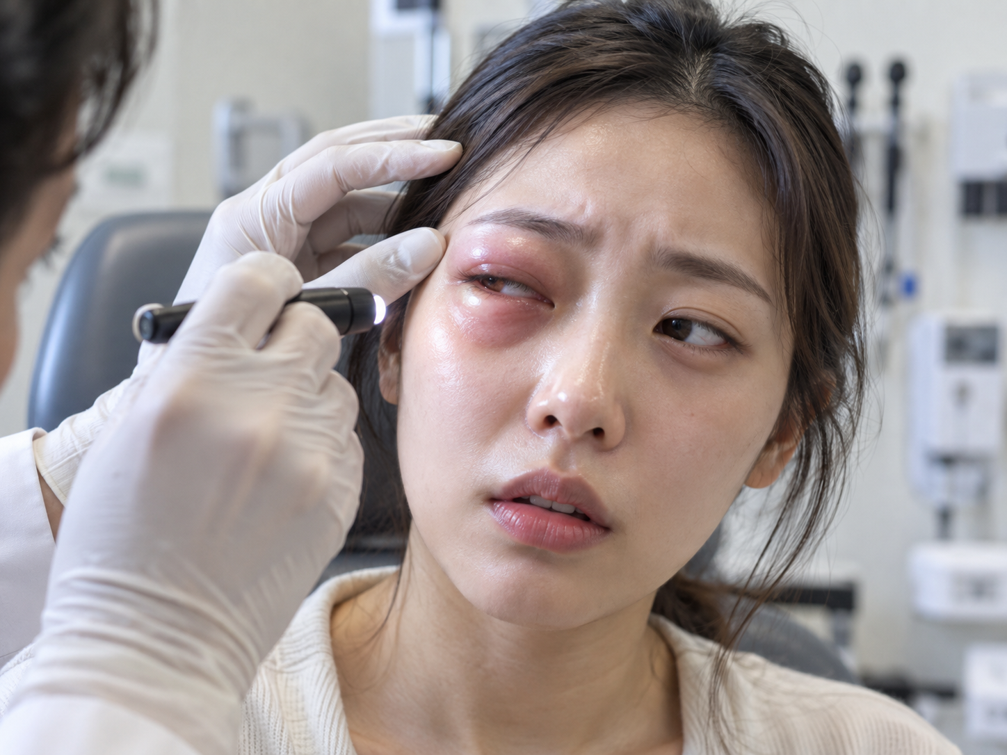 A 24-year-old woman diagnosed with stage 4 pancreatic cancer following the discovery of a neck tumor and subsequent PET-CT and biopsy, starting with swelling in one eye.