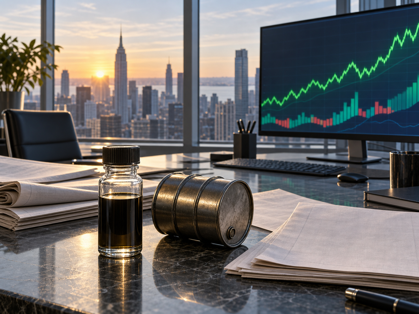 A market trend graph showing the New York stock market rebounding as oil prices fell and the CPI did not deviate significantly from expectations.