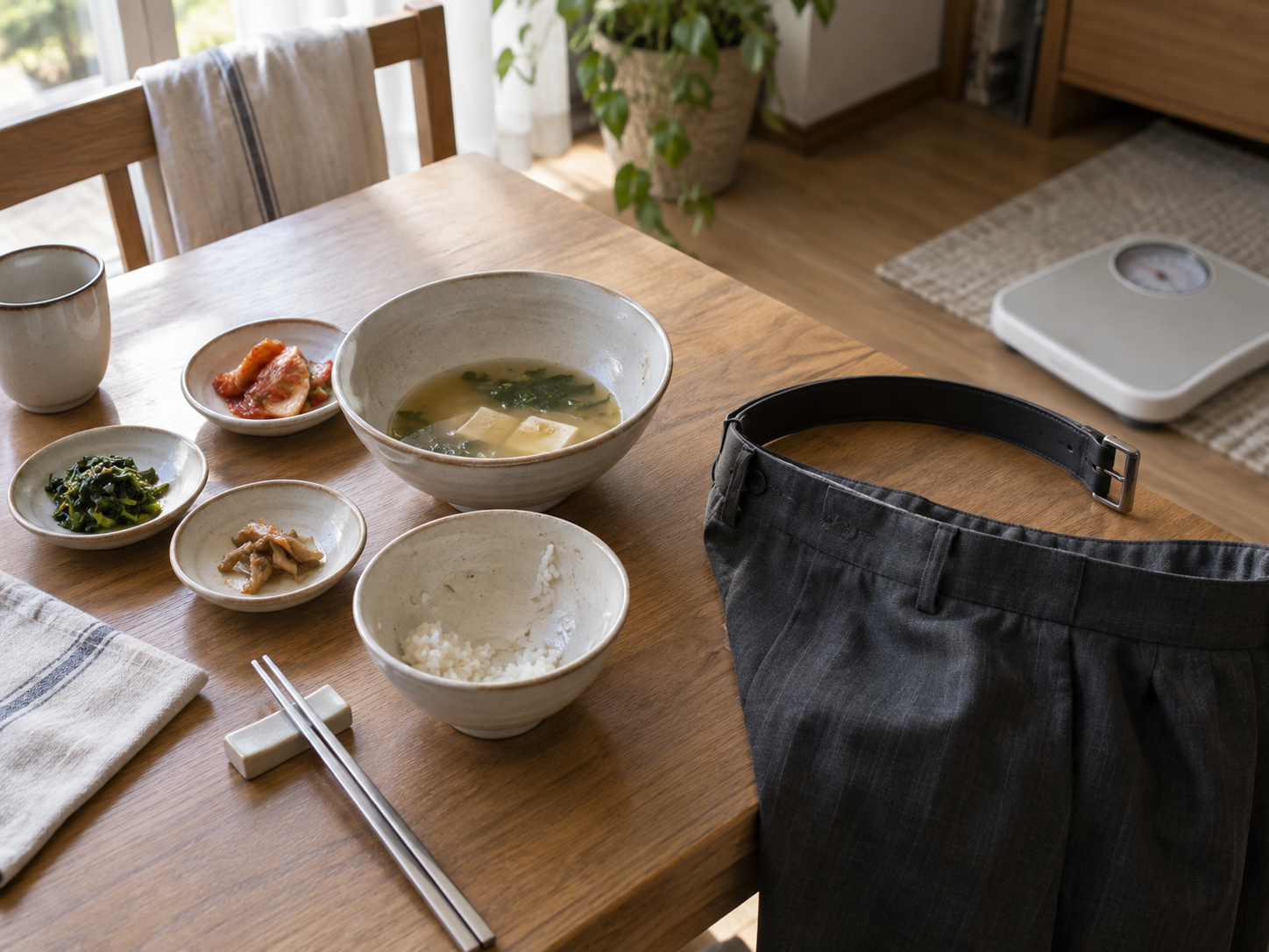다이어트나 운동 변화 없이 식욕이 줄고 바지가 헐거워져 체중이 감소한 남성