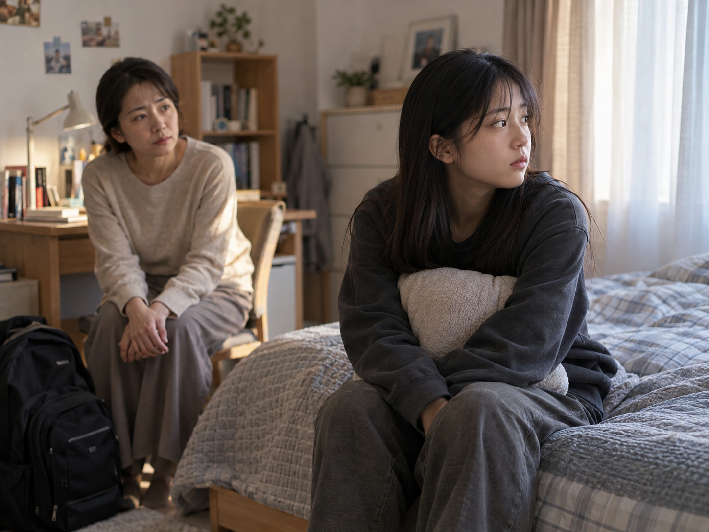 친구들이 자신을 비웃는다고 말하며 주변 소리와 그림자를 다르게 느끼는 청소년