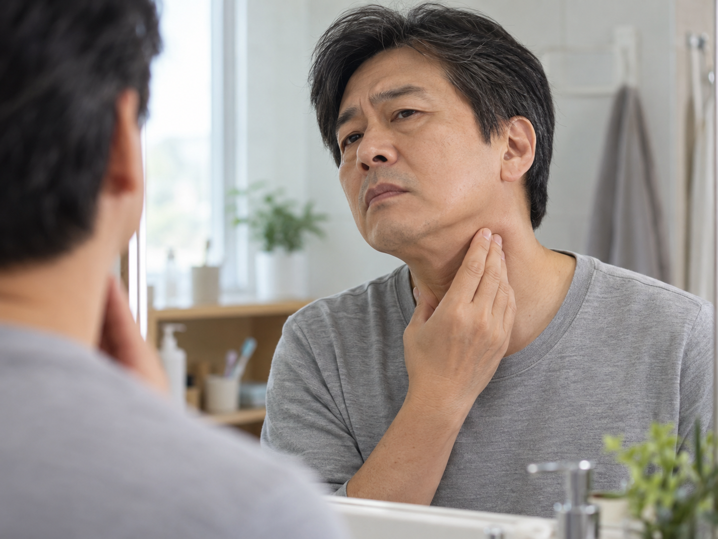 두경부암의 조기 진단과 병기에 따른 예후 차이, 발성·호흡·삼킴 기능을 설명하는 이미지