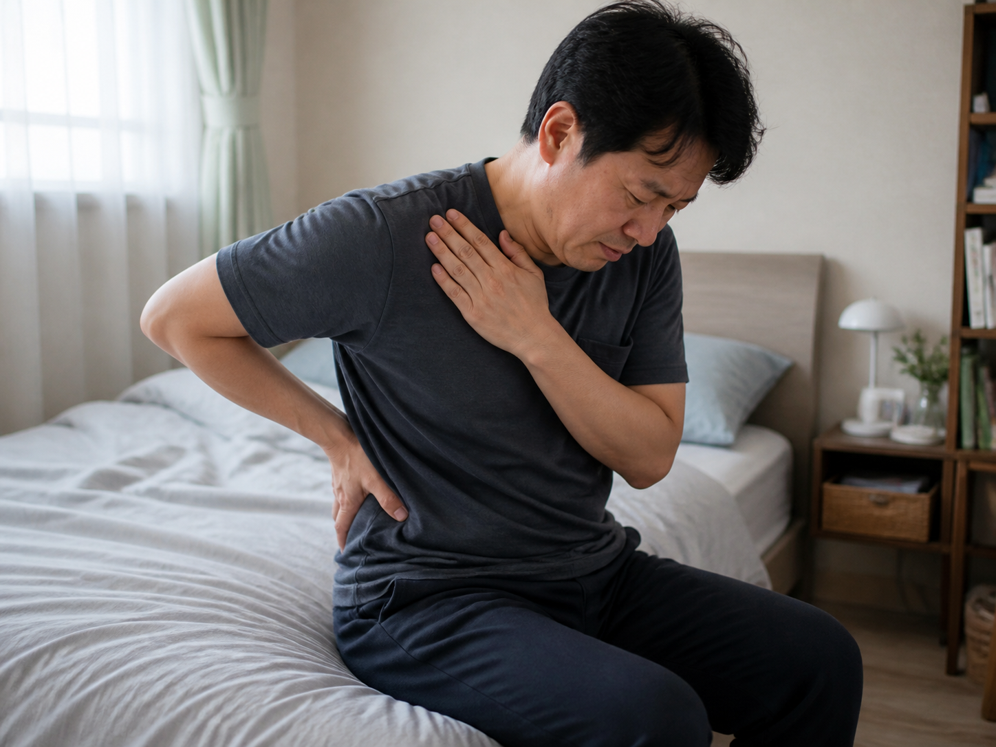 Pancreatic-related pain extending from the pit of the stomach to the center of the back that does not easily disappear even when changing posture
