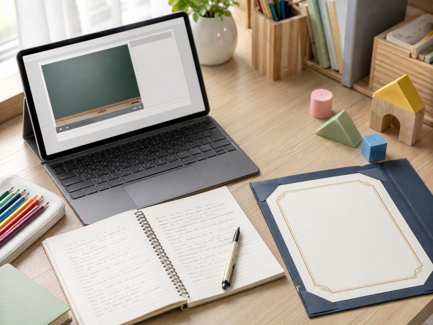 Guide image on the acquisition process, from taking online courses and meeting progress requirements to the CBT written exam and certificate issuance.
