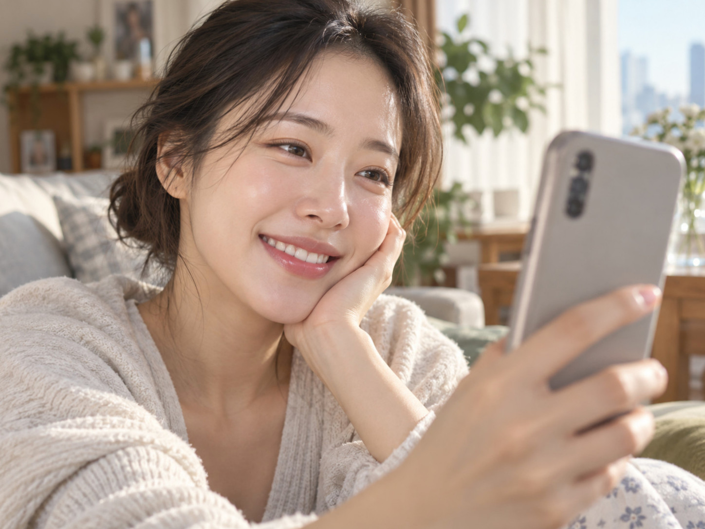 결혼 19주년을 맞아 남편과 함께 밝게 웃는 한채영의 근황 사진