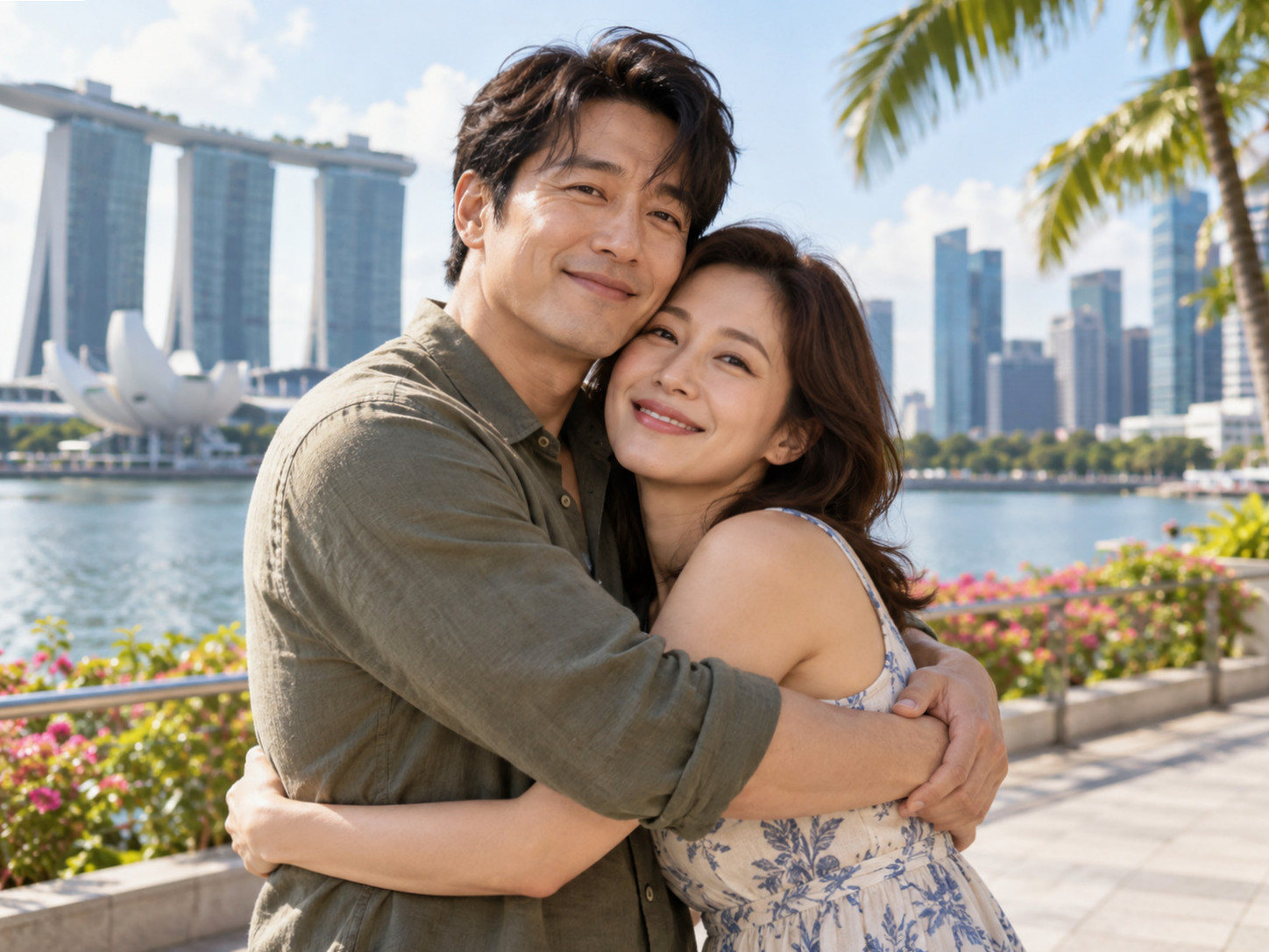 년 만에 재회해 반가운 포옹을 나누는 이서진과 하지원의 촬영 현장